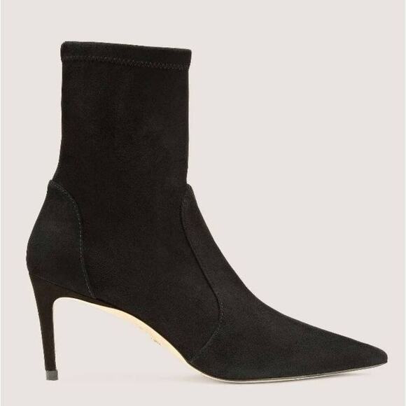 Stuart Weitzman Boots Size 7 Power Bootie Suede Leather Pointed Toe in Black NEW - Picture 1 of 8